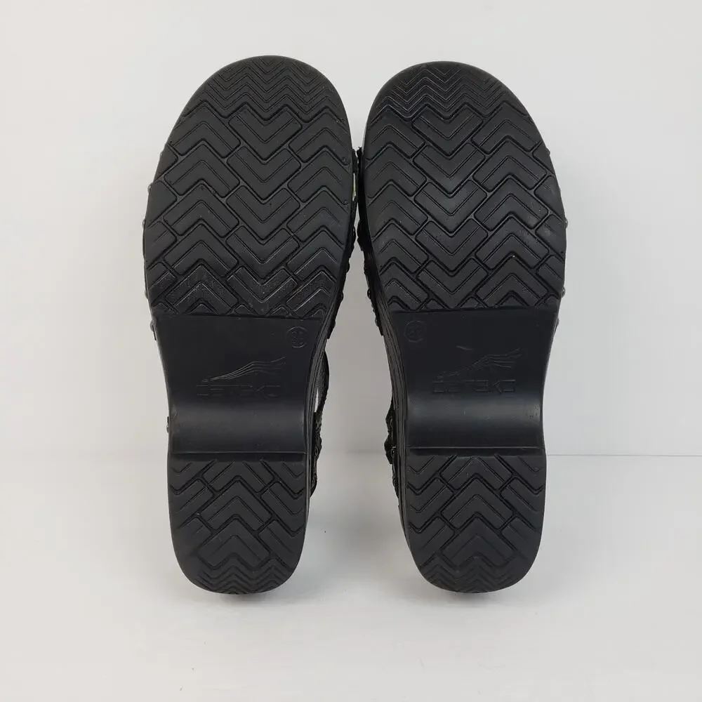 Dansko Sissy Womens Size EU 39 US 8.5-9 Black Leather Braided Slingback Sandals